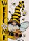 Welcome Spring Bumble Bee Gnome Decorative Garden Flag, Honeycomb Daisy Flower Spring Yard Outside Decorations